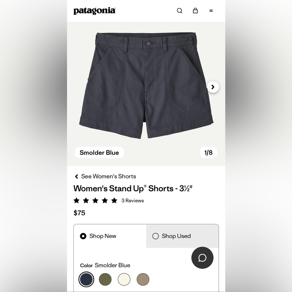 Patagonia Women's stand Up Short in Smolder Blue